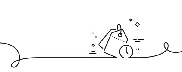Poster - time management line icon. continuous one line with curl. clock tags sign. watch symbol. time manage