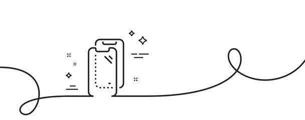 Poster - smartphone glass line icon. continuous one line with curl. phone protection sign. mobile device symb