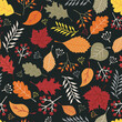 Autumn seamless pattern with colorful fall leaves. Vector stock illustration.