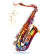 flamboyant saxophone isolated on white