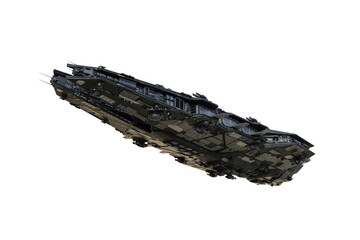 Poster - Giant alien starship flying overhead viewed from below. Isolated 3D illustration.