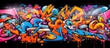 Fototapeta Młodzieżowe - colorful wall with various graffiti painted over it Generative AI