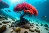 Fototapeta Fototapety do akwarium - scuba diver and coral reef