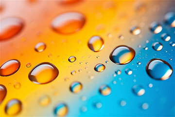 Wall Mural - macro of oil mixed with water on colorful gradient background