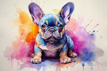 Watercolor Painting French Bulldog , Generative Ai