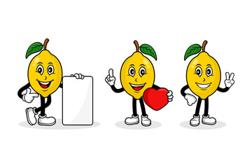 Wall Mural - Lemon fruit cartoon character design collection