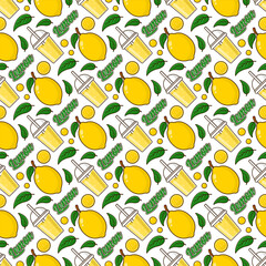 Wall Mural - Lemon fruit juice seamless pattern background illustration