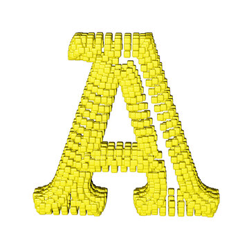 Symbol made of yellow cubes. letter a