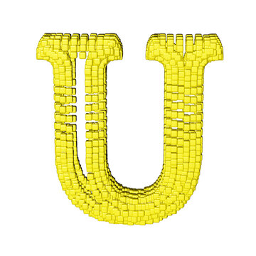 Symbol made of yellow cubes. letter u