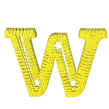 Symbol made of yellow cubes. letter w