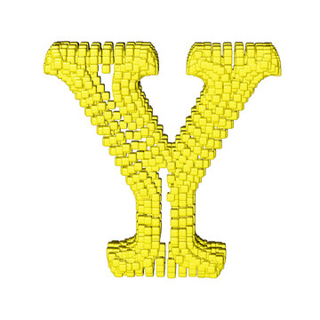Symbol made of yellow cubes. letter y
