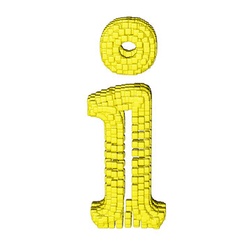 Symbol made of yellow cubes. letter i