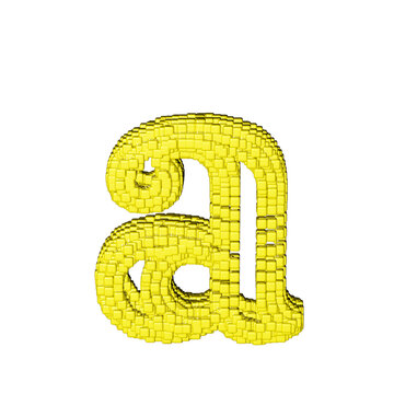 Symbol made of yellow cubes. letter a