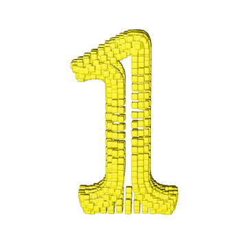 Symbol made of yellow cubes. number 1
