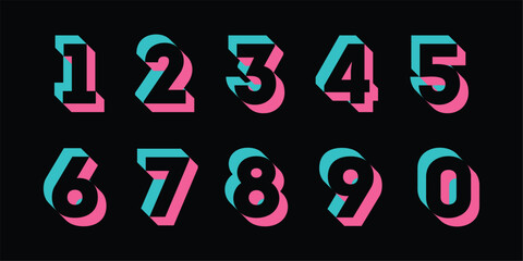 Vector creative color 3D geometry shapes' numerals. font alphabet vector illustrations.