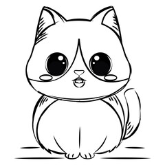 Poster - Isolated cute sketch of a happy cat character Vector