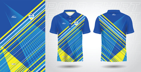 blue yellow polo sport shirt sublimation jersey template design mockup