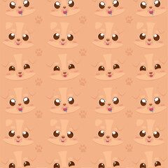 Canvas Print - Seamless pattern background with dog emoji avatars Vector