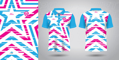 blue pink polo sport shirt sublimation jersey template design mockup