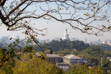 Beihai park scenery in the end of summer in Beijing, China.