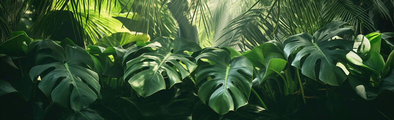  Natural background with monstera leaves shadow