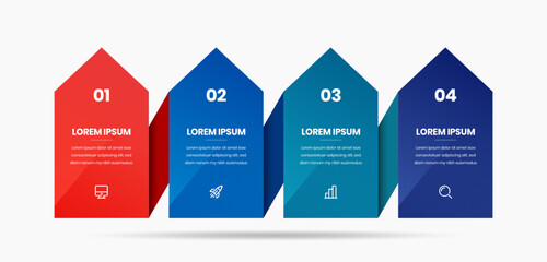 Vector Business Infographic Presentation Template with Abstract Design, 4 Numbers and Icons