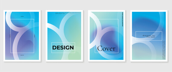 Fototapete - idol lover posters set. cute gradient holographic background vector with vibrant colors line layer, 