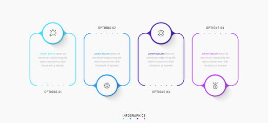 Wall Mural - Vector Infographic label design template with icons and 4 options or steps. Can be used for process diagram, presentations, workflow layout, banner, flow chart, info graph.
