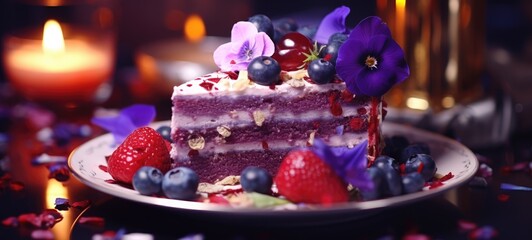 Wall Mural - blueberries cake dessert dreamy delicious cheesecake; ai