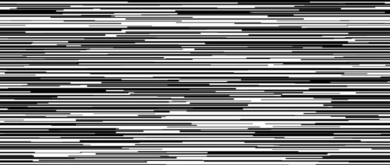 Aufkleber - Seamless irregular lines pattern. White tv noise repeating background. Black and white horizontal random lines backdrop. Glitch or failure concept wallpaper. Vector graphic design illustration