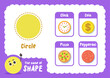 Learning circle shape sheet with object cards, illustration cartoon vector design on white background. kid and study game concept.