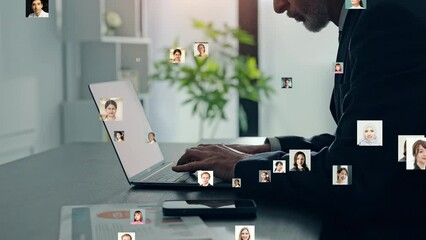 Leinwandbilder - Middle aged businessman working in office and human resources network concept.