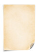 Old page corner curl or old empty sheet of paper with rolled edges. Png transparency