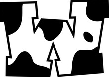 Bold Cow Alphabet Font Lowercase W