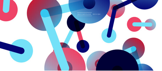 Poster - Line points connections geometric abstract background. Circles connected by lines. Trendy techno business template for wallpaper, banner, background or landing