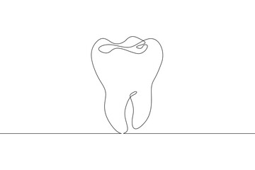 Poster - Continuous one single line drawn Tooth logo.Dentistry.The molar tooth.