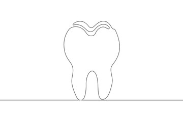 Poster - Continuous one single line drawn Tooth logo.Dentistry.The molar tooth.