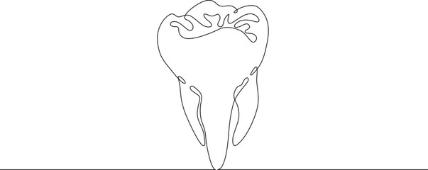 Poster - Continuous one single line drawn Tooth logo.Dentistry.The molar tooth.