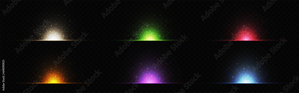 Color set of neon light flash effects isolated on transparent ...
