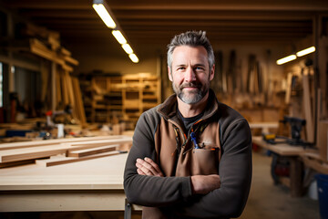 portrait of male carpenter in workshop