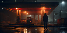 Night City Gas Station, Urban Cinematic Photography