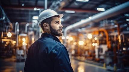 Wall Mural - Engineer checking machine in a production line of the manufacturing industry.