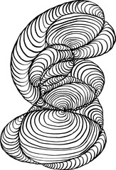 Vector abstract graphics hand drawing. Lines connected in closed figures.