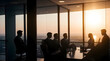  Silhouettes of business people, business people group have meeting, Group of Business People Meeting Back Lit Concept