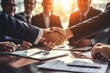 Business handshake and business people partner Generative AI.