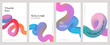 © Marina Zlochin - Abstract modern social media templates collection. Colorful fluid 3D geometric backgrounds for flyers, banners and posters. Smooth gradient tubes and flowing organic shapes series.