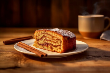 Wall Mural - Cinnamon tea cake served on a plate