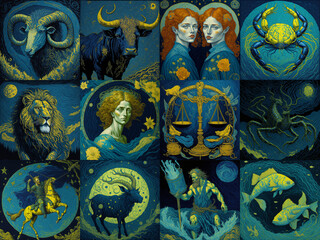 Wall Mural - set of zodiac signs icons. aries, leo, gemini, taurus, scorpio, aquarius, pisces, sagittarius, libra