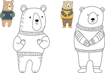 Wall Mural - bear coloring book cartoon on white background vector