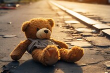 Lost Teddy Lies Forsaken On The Street, A Heartrending Sight